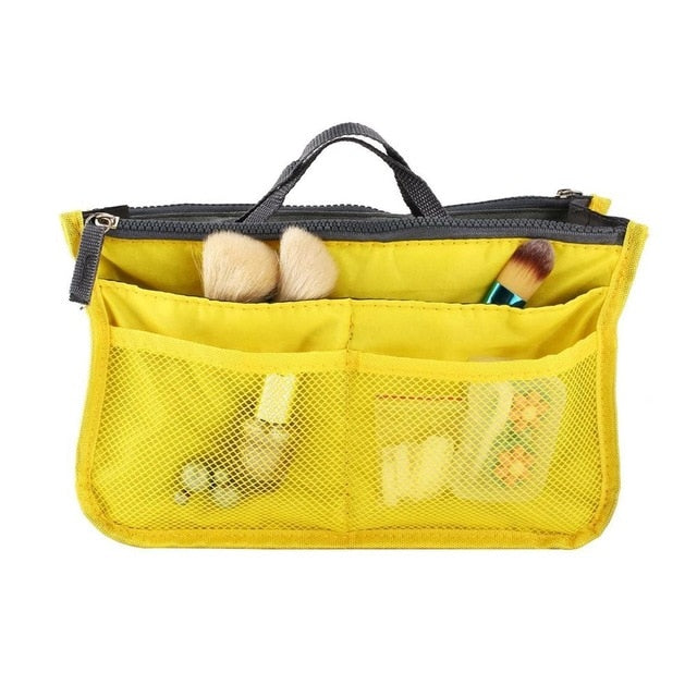 Double Zipper Polyester Makeup Bag Portable Travel BAGS Beauty Cosmetic Bag Make Up Toiletry BagS With Handle Set