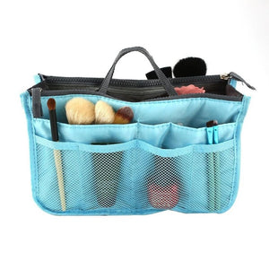 Double Zipper Polyester Makeup Bag Portable Travel BAGS Beauty Cosmetic Bag Make Up Toiletry BagS With Handle Set