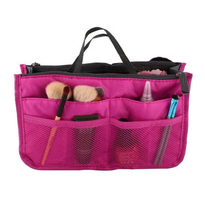 Double Zipper Polyester Makeup Bag Portable Travel BAGS Beauty Cosmetic Bag Make Up Toiletry BagS With Handle Set